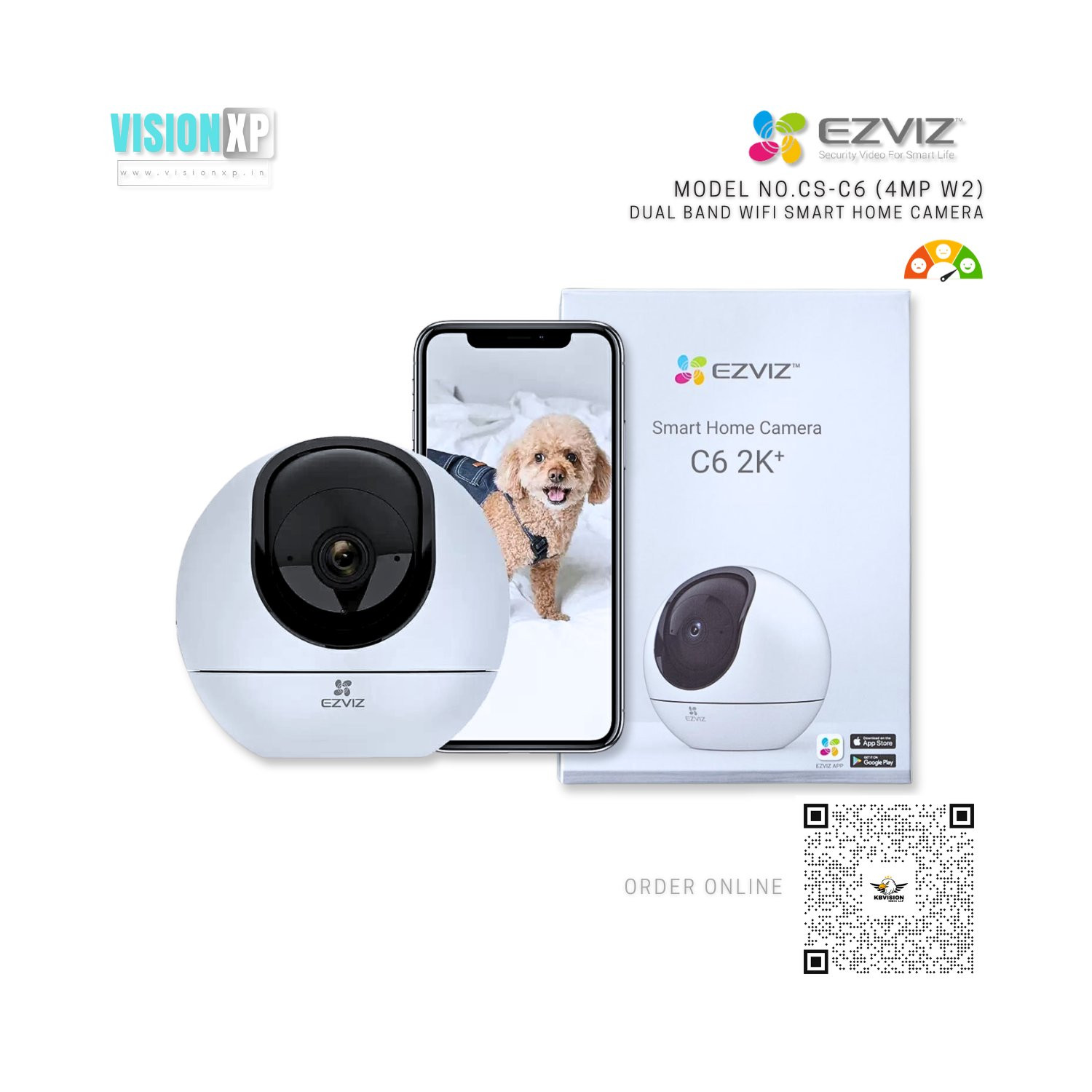 Ezviz C6 2k+ 4mp Smart Home WiFi PT Camera