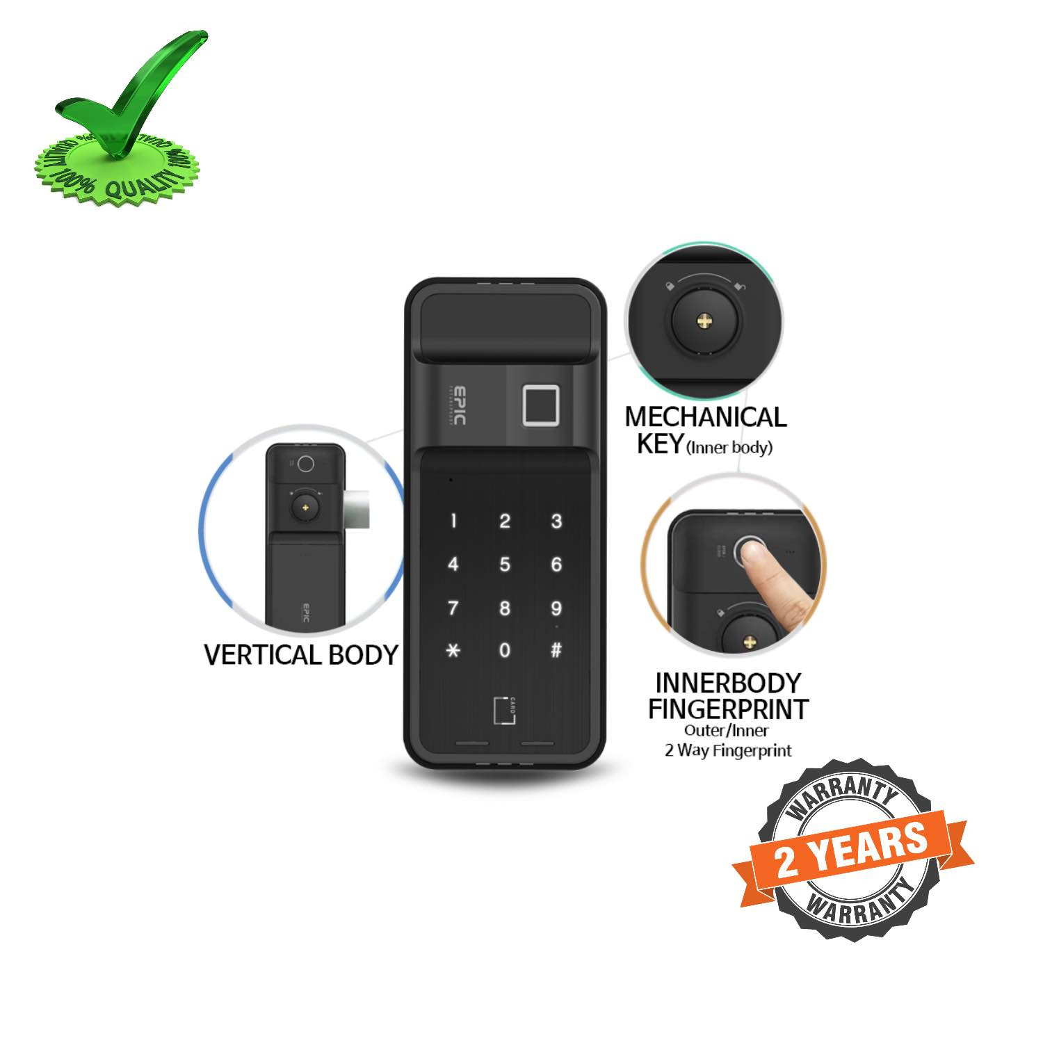 Epic ES-FF730G Digital Dual Finger Print Smart Door Lock